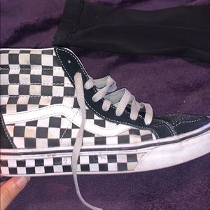checkered high top vans